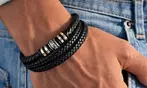 Pulsera de cuero y acero inoxidable