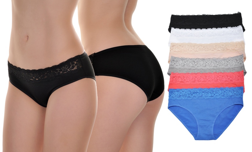 Women S Cotton Hiphugger Or Bikini Panties With Lace Detail Pack