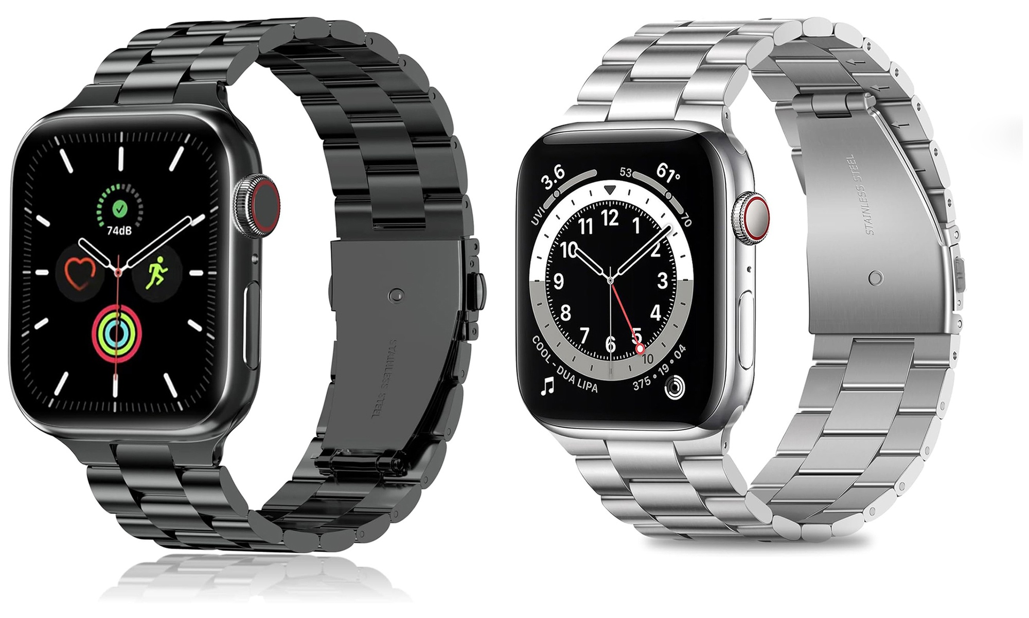 1x oder 2x Edelstahl-Armband für Apple Watch
