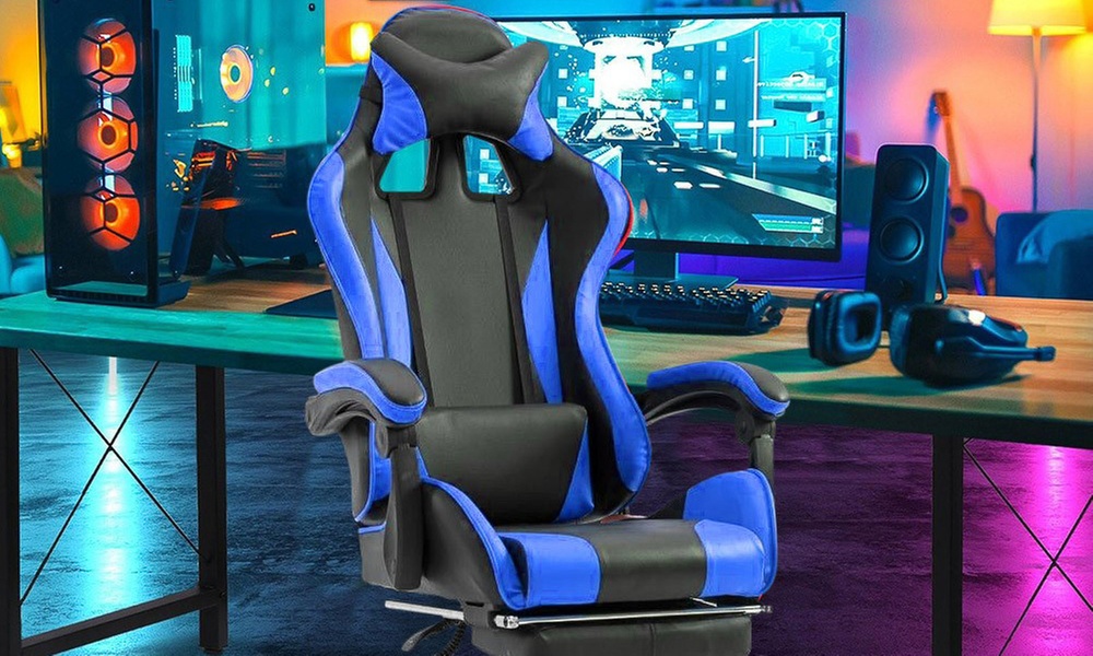 Sedia ufficio Gaming Azrace con poggiapiedi, disponibile in vari colori, con spedizione gratuita