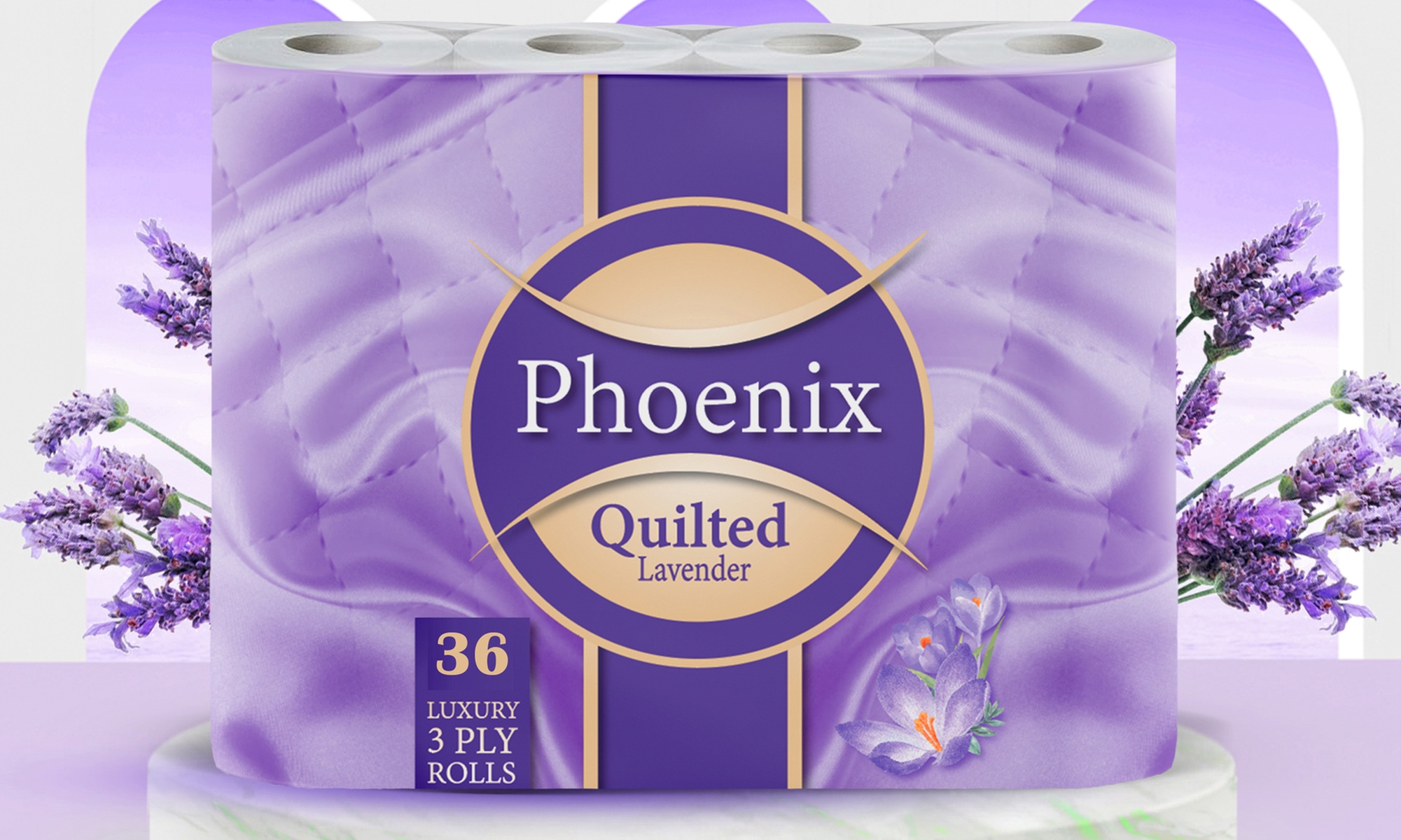 Phoenix Lavender 3-Ply Toilet Paper – Bulk Packs of 36, 60 or 120 Rolls