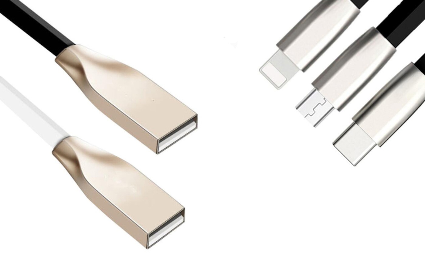 1x oder 2x USB-C-, Micro-USB- oder Lightning- Kabel