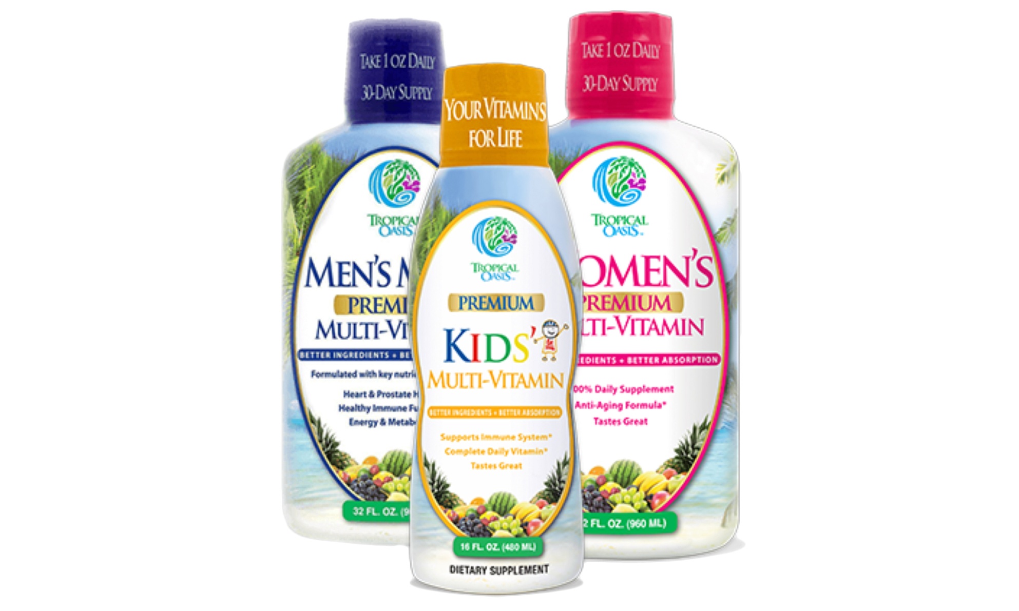 Boost your health with Tropical Oasis Liquid Vitamins, featuring a $10 voucher for up to 50% off, perfect for all ages.