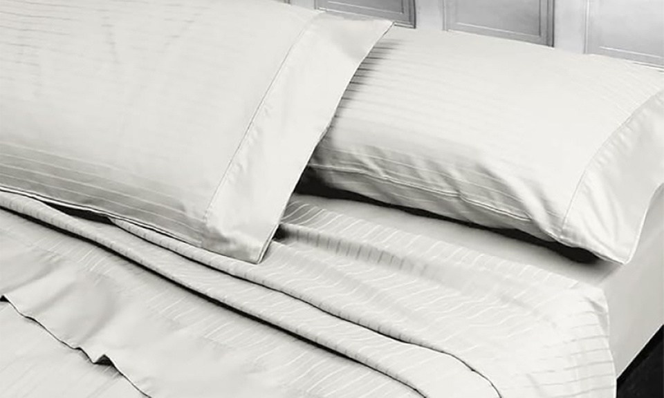 Completo lenzuola matrimoniale in raso di cotone liscio o rigato