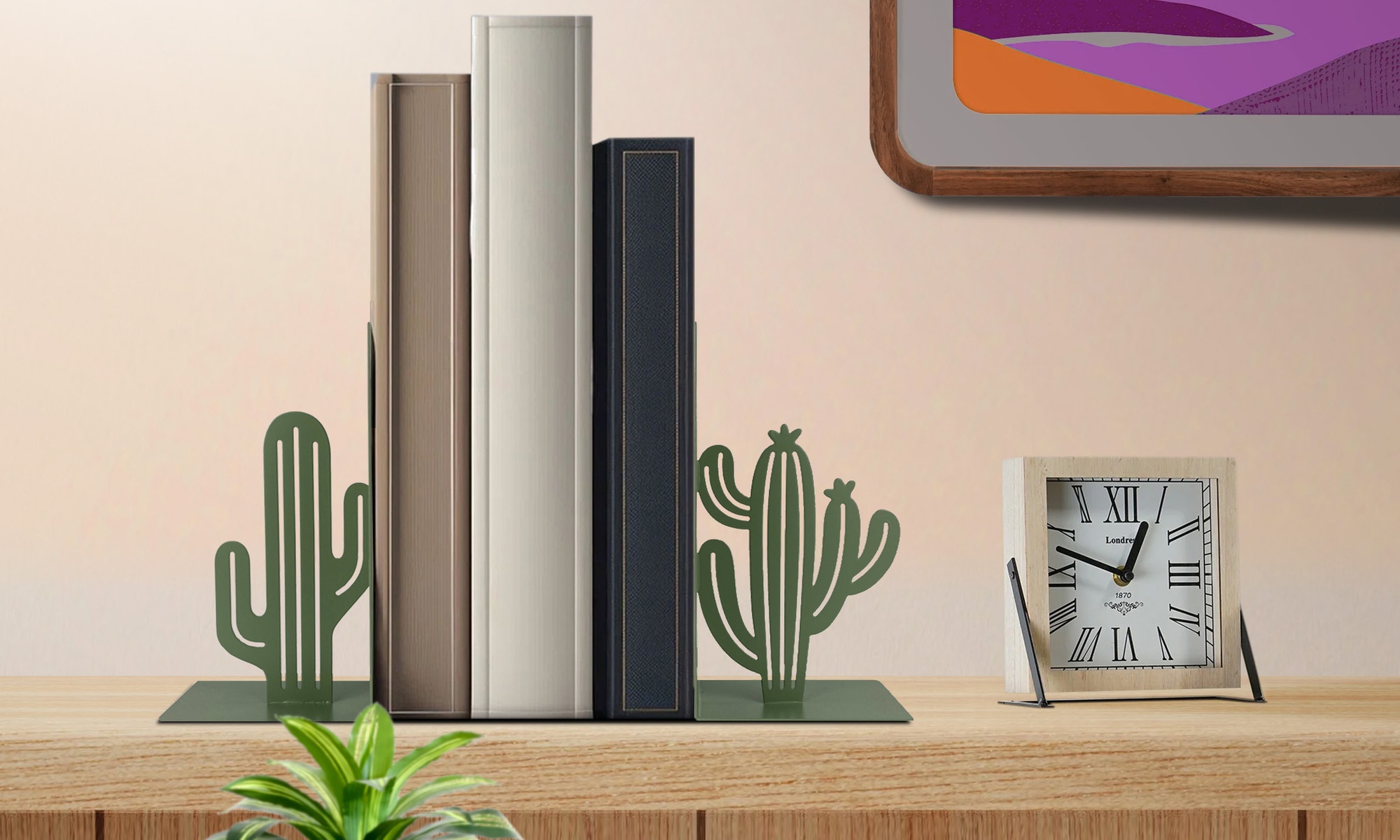 Coppia di fermalibri da mensola