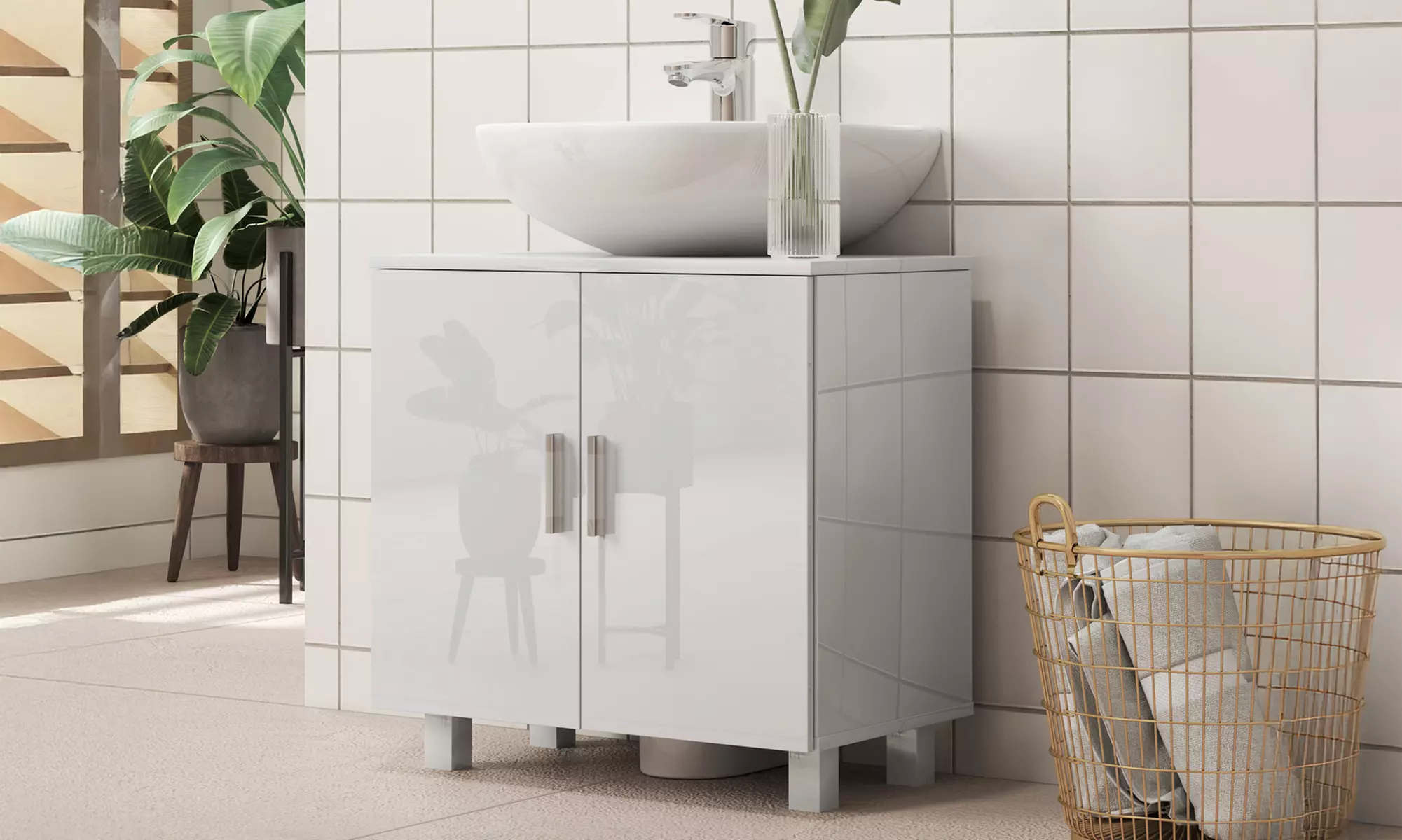 HomCom Freestanding Under-Sink Cabinet