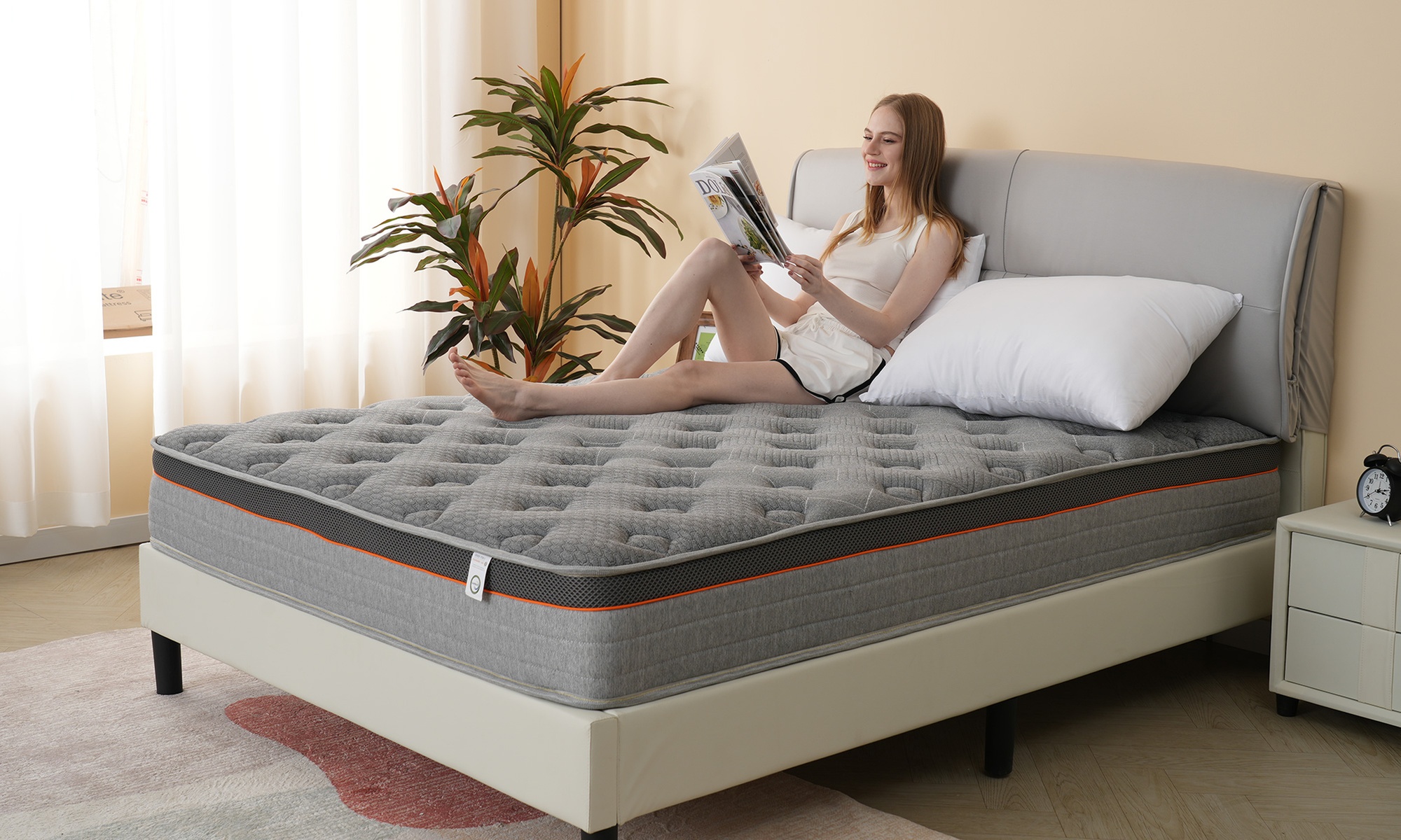 Gude Night 25Cm Thick Grey Colour Hybrid Pocket Sprung Foam Mattress