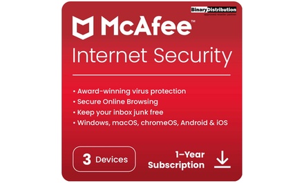 McAfee Internet Security 2022 Voor 3 Apparaten Groupon