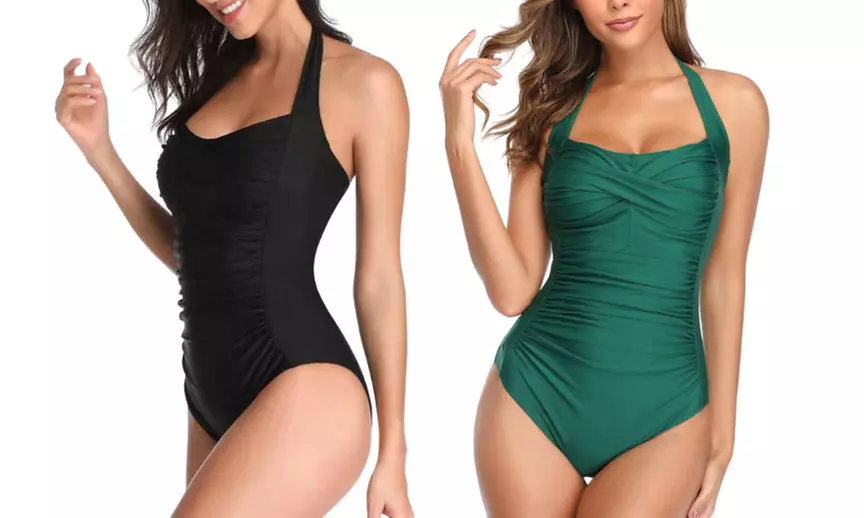 1x oder 2x Einfarbiger Badeanzug für Damen