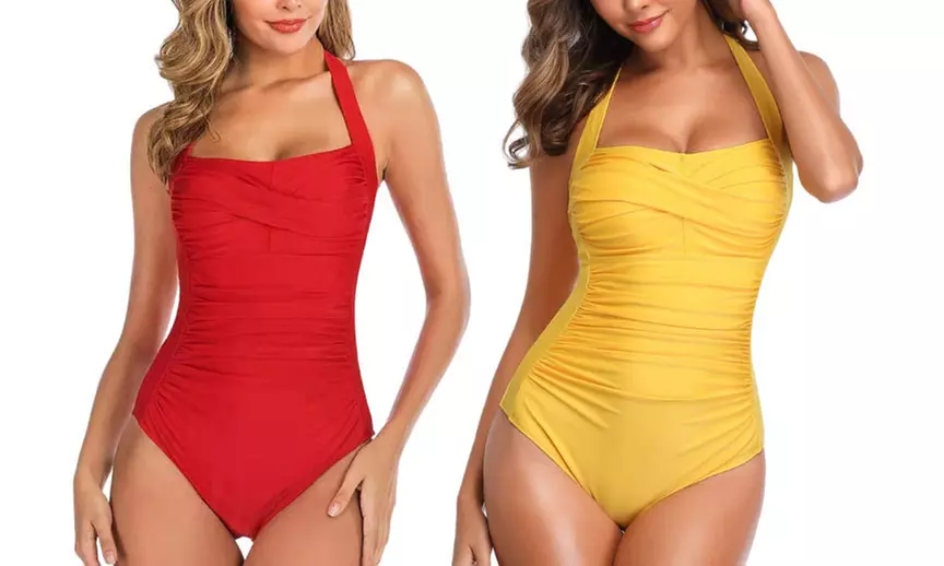 1x oder 2x Einfarbiger Badeanzug für Damen