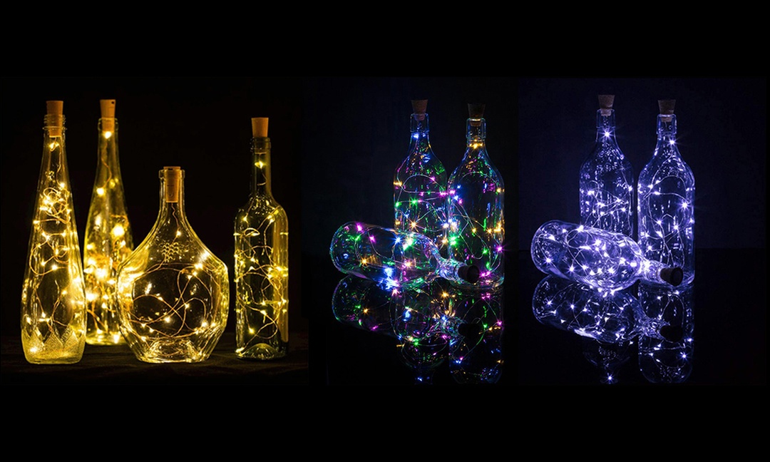 Corcho de botella con guirnalda decorativa con luces led