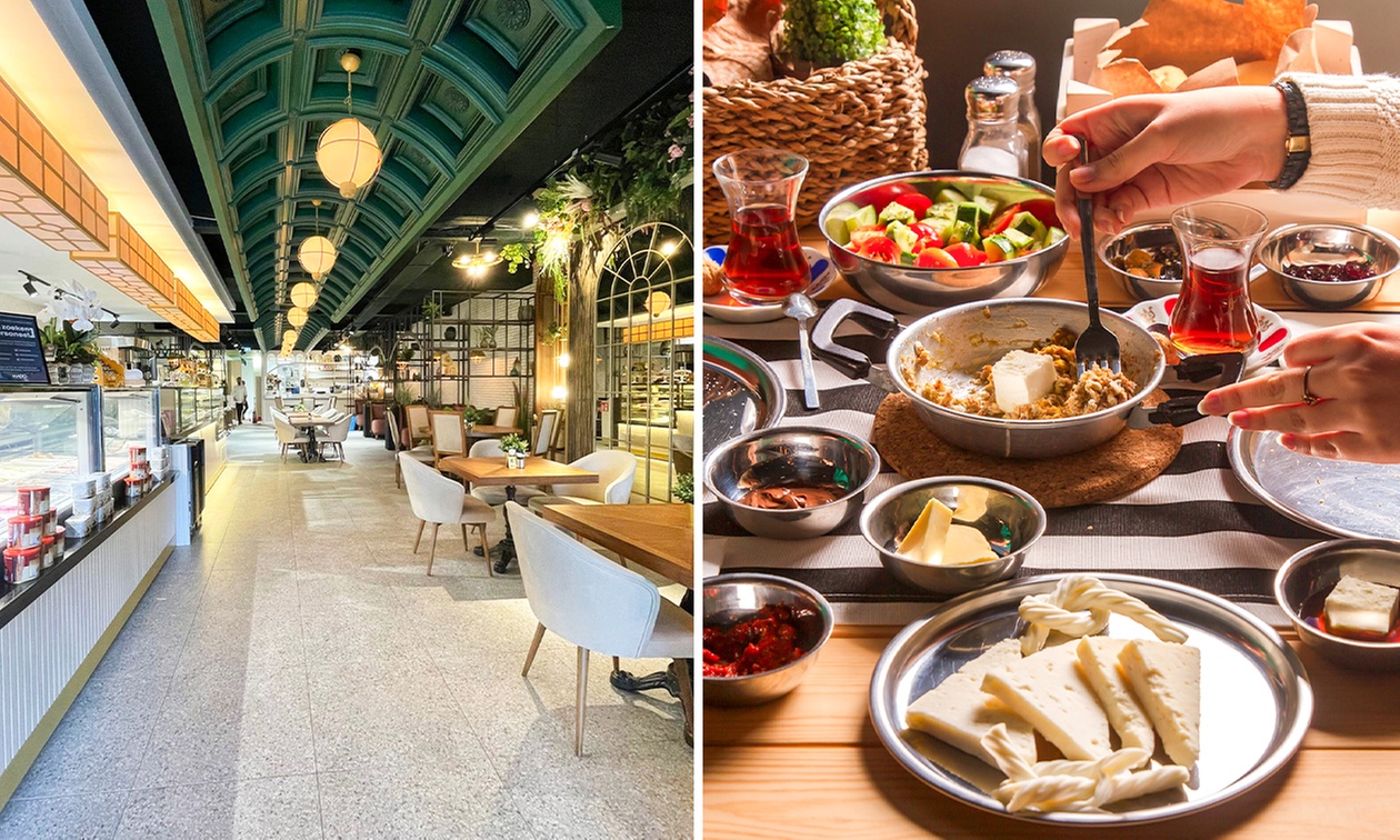 Traditioneel Turks ontbijtbuffet vol kleine gerechten & onbeperkt thee