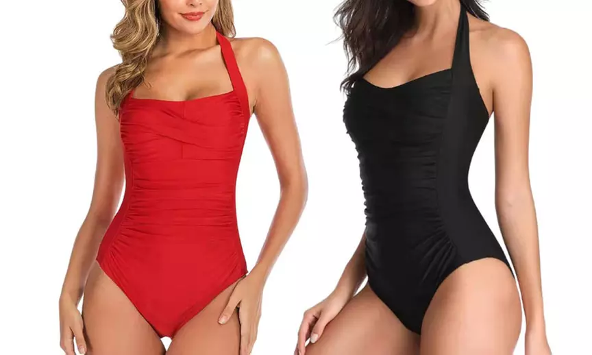 1x oder 2x Einfarbiger Badeanzug für Damen