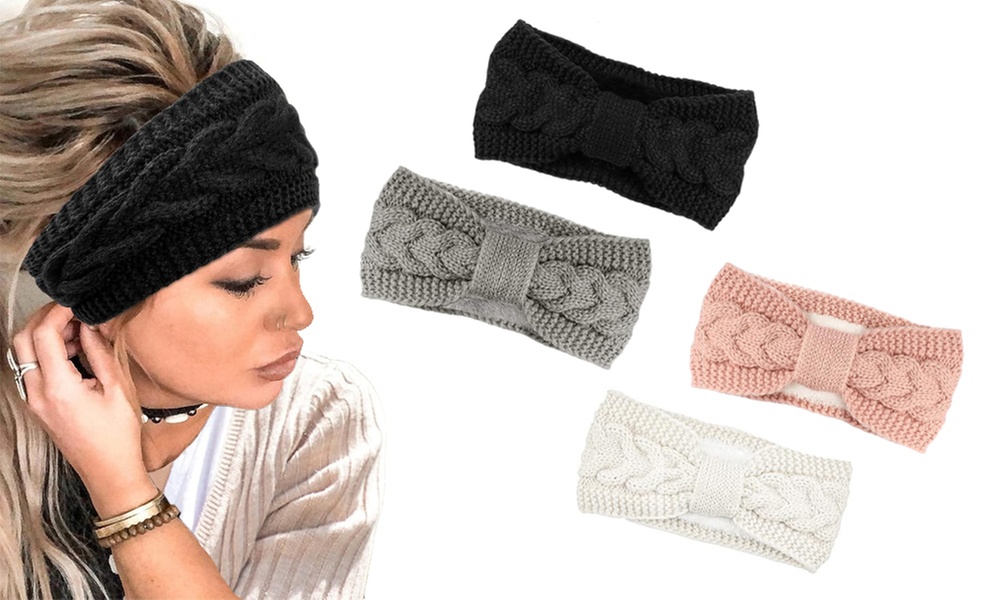 1x, 2x oder 4x gestricktes Damen-Stirnband mit Fleece-Innenfutter