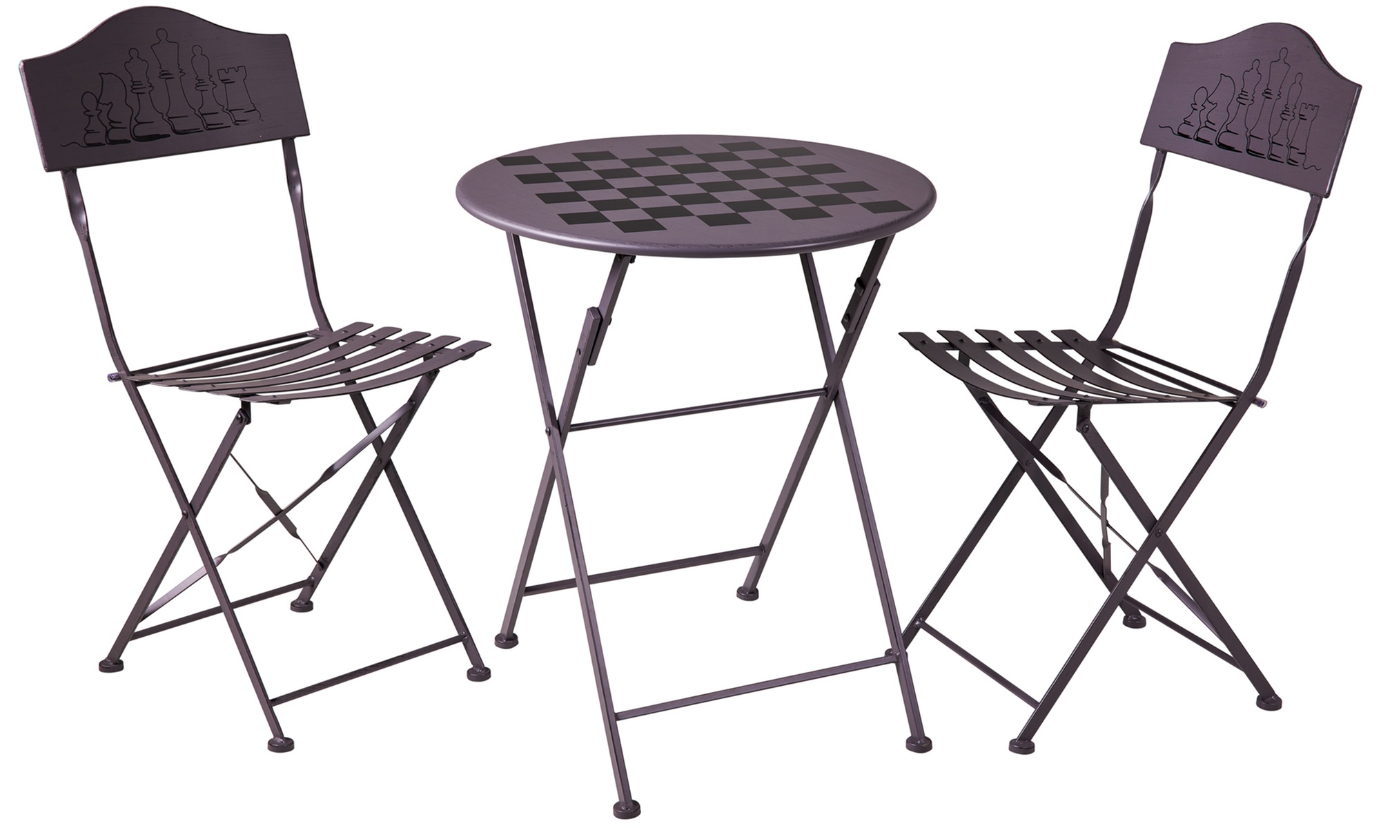 Set con 1 tavolino e 2 sedie con disegno scacchiera Novità Home