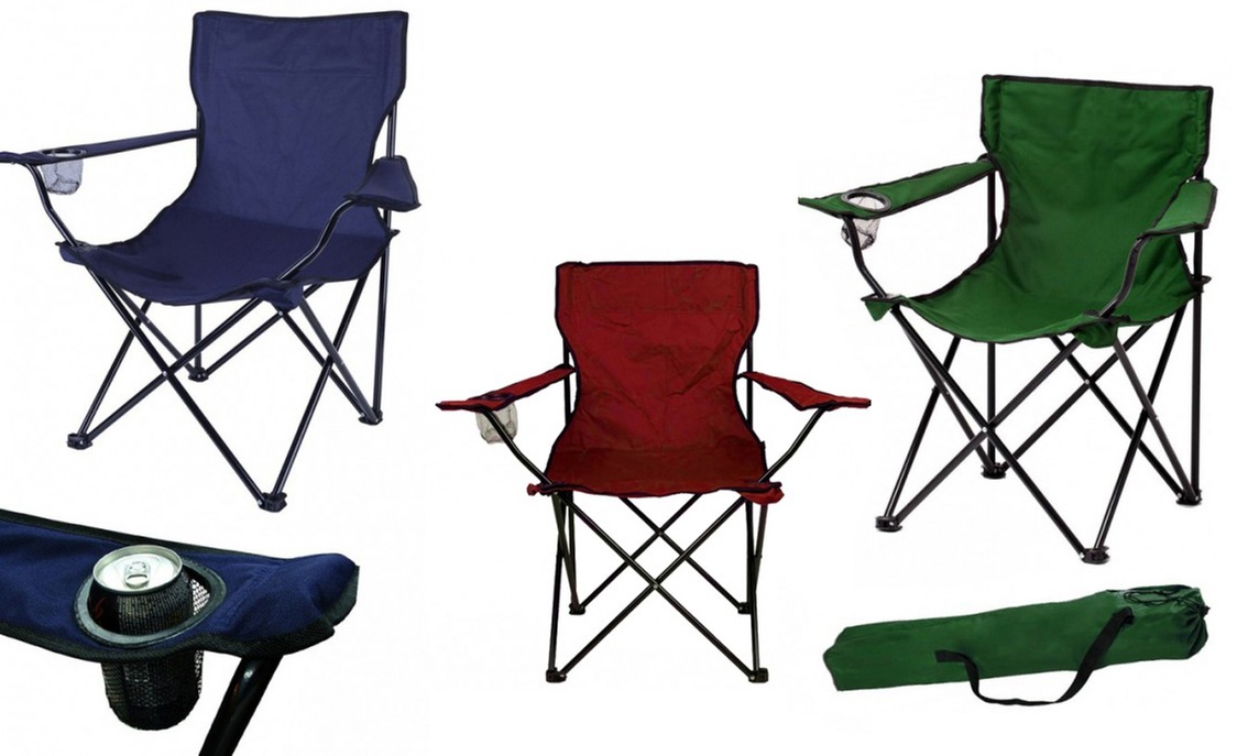 Sedia pieghevole con portabicchieri