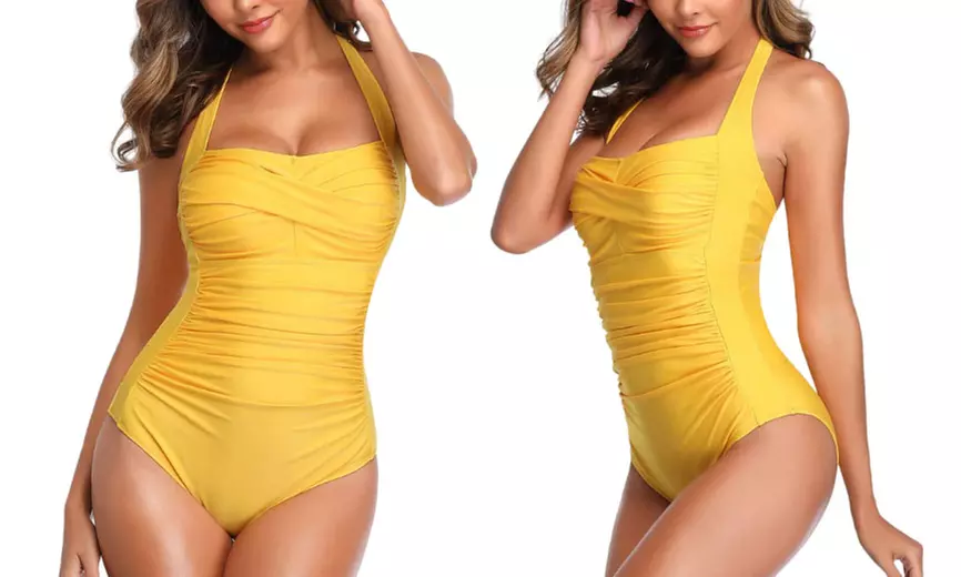 1x oder 2x Einfarbiger Badeanzug für Damen