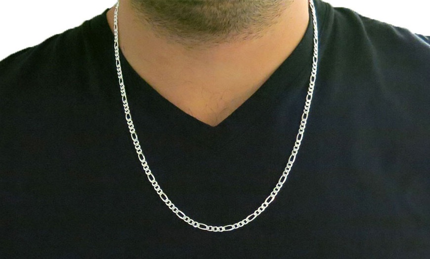 Men S Italian Made Sterling Silver Mm Figaro Chain Necklace Groupon