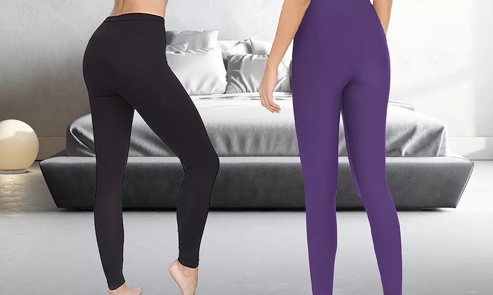 2er-Pack bequeme, atmungsaktive Damenleggings mit hoher Taille