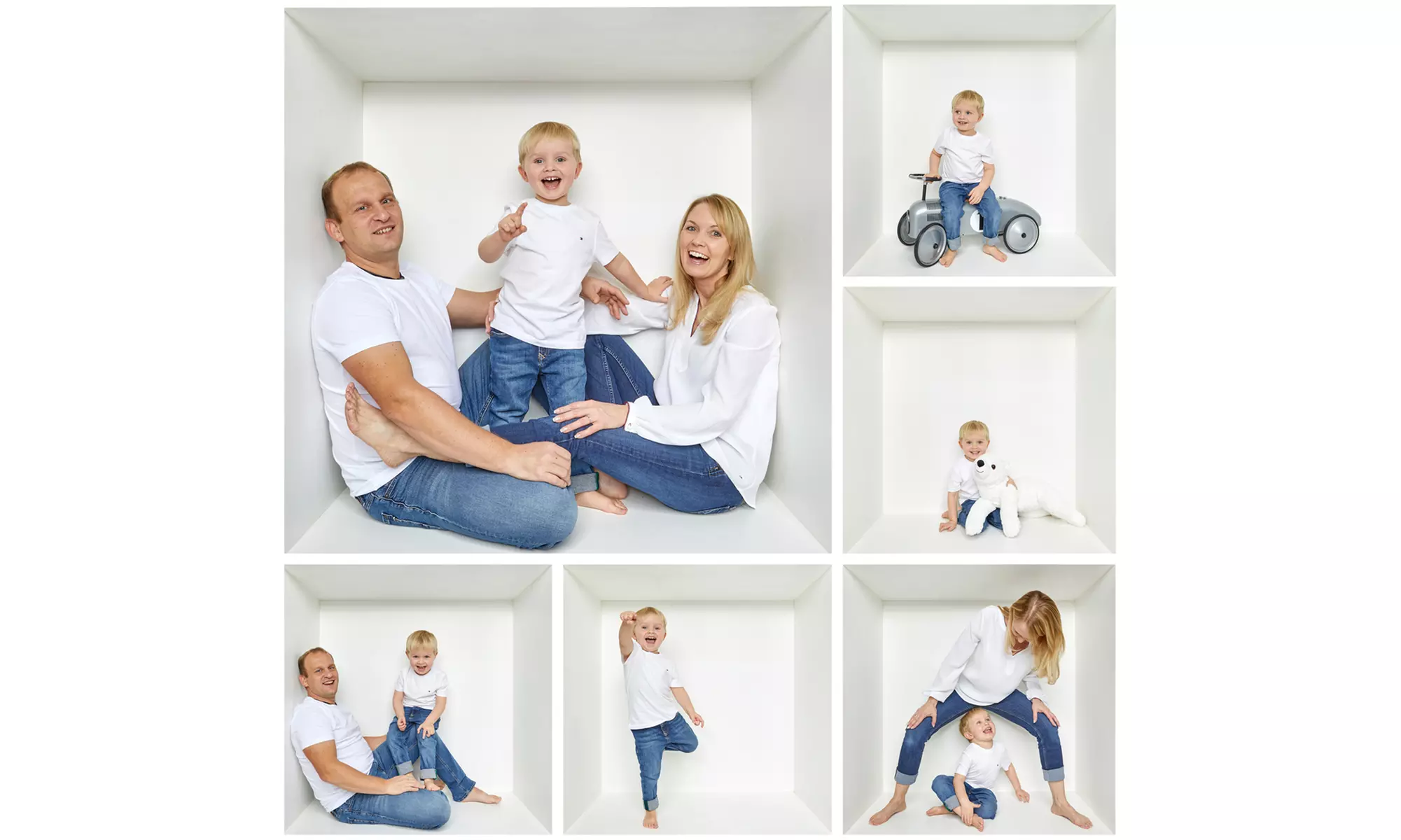 Fotoshooting in Kasten-Collage