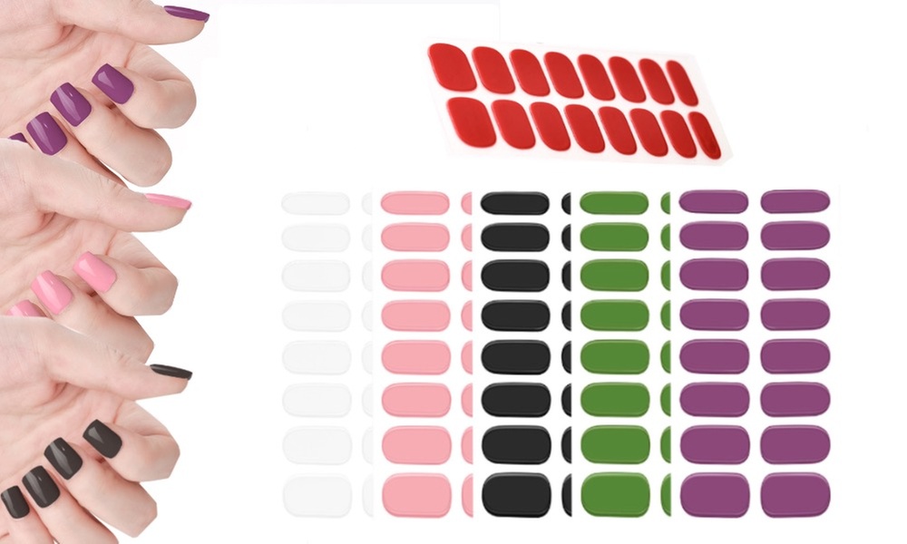 16 o 32 adesivi per unghie in gel con lima in stick