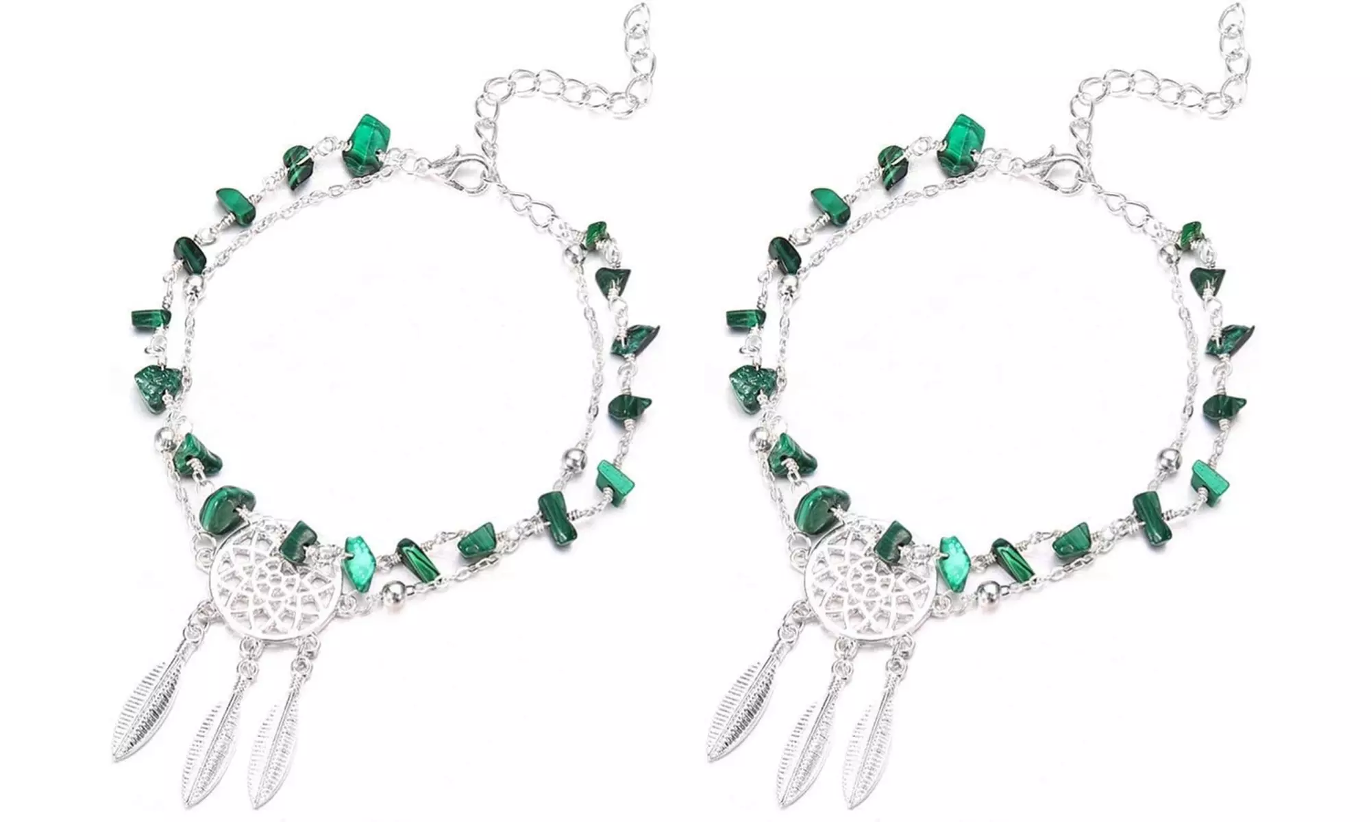 Zweiteiliges Bohemian-Stil Fußkettchen-Set; Verstellbare Länge