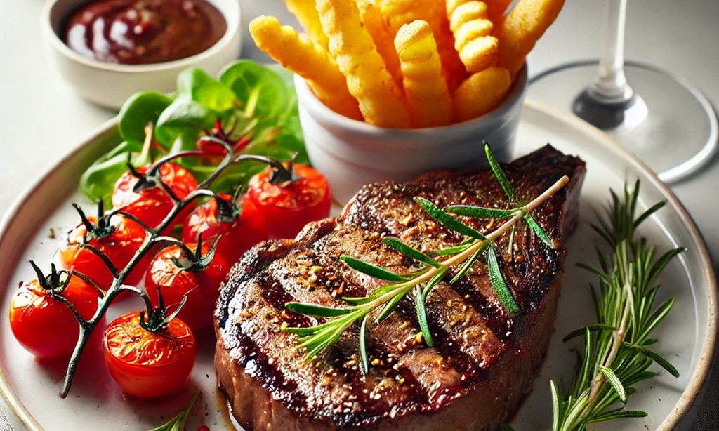 6oz Steak With Fries and a Bottle of Wine or Drink