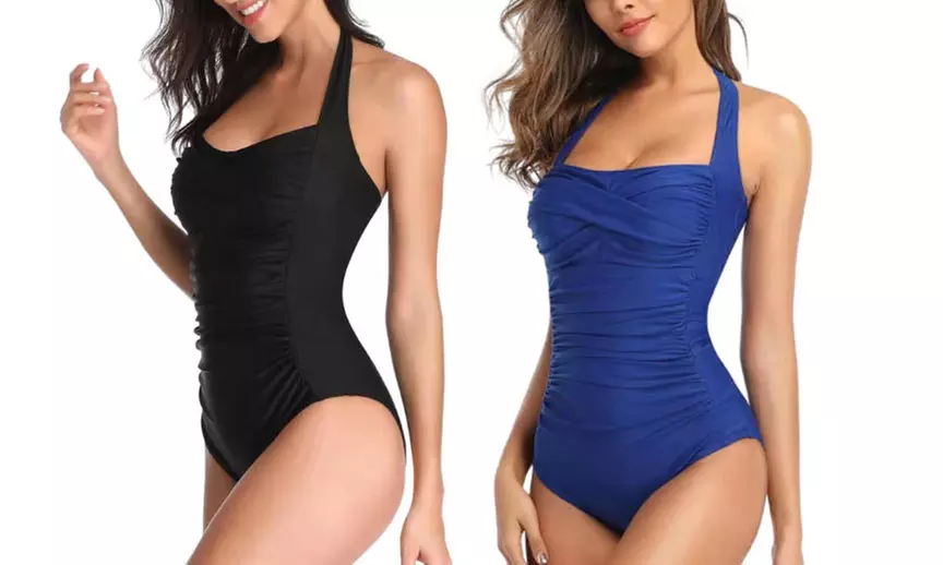 1x oder 2x Einfarbiger Badeanzug für Damen