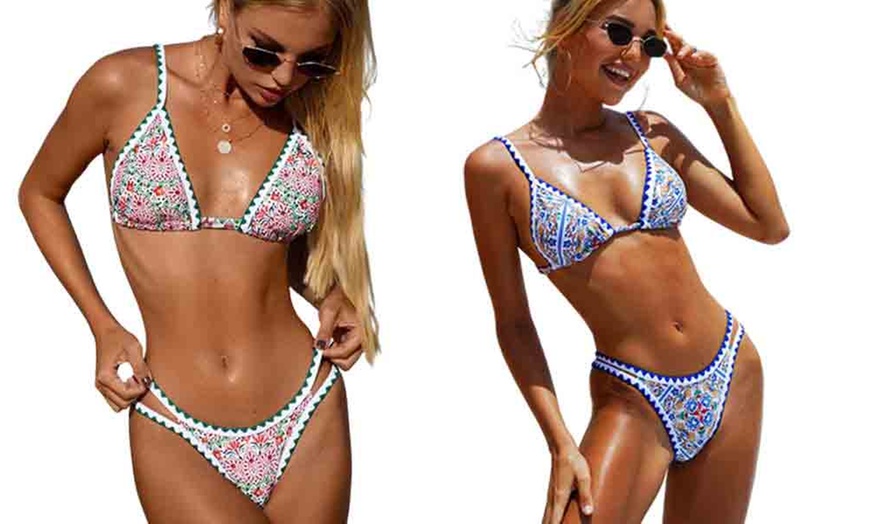 Up To Off Flower Print Bikini Set Groupon