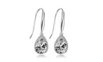 Paris Jewelry 14k White Gold Created Diamond Teardrop Earrings Plated