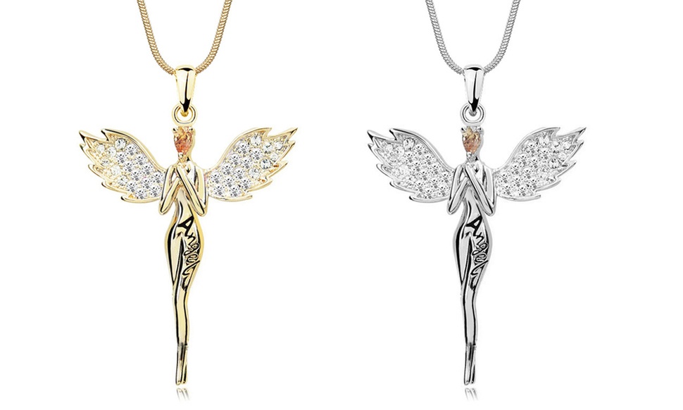 1x oder 2x Schutzengel-Halskette mit Zirkonia-Kristallen