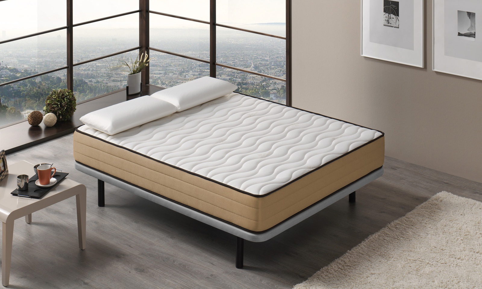 Colchón viscoelástico Bambú Deluxe con 2 almohadas de fibra