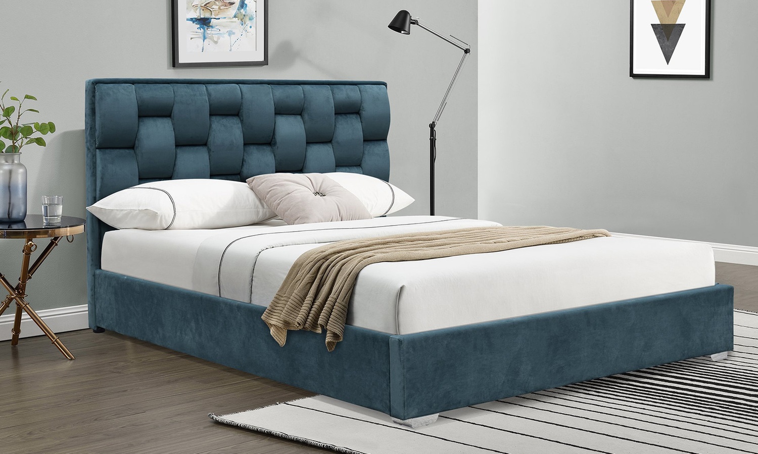 Sydney Fabric Upholstered Bed Frame with Optional Mattress