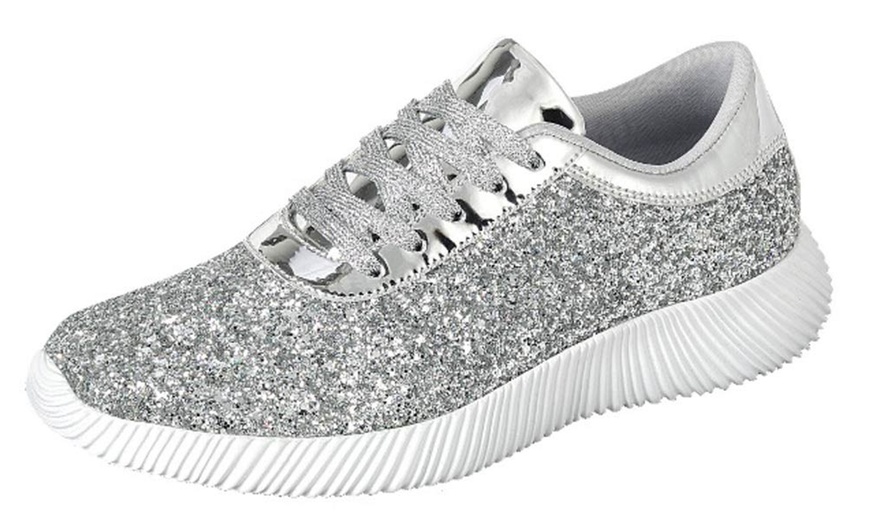 Mata Women S Lace Up Glitter Sneakers Sizes 6 7 9 Groupon