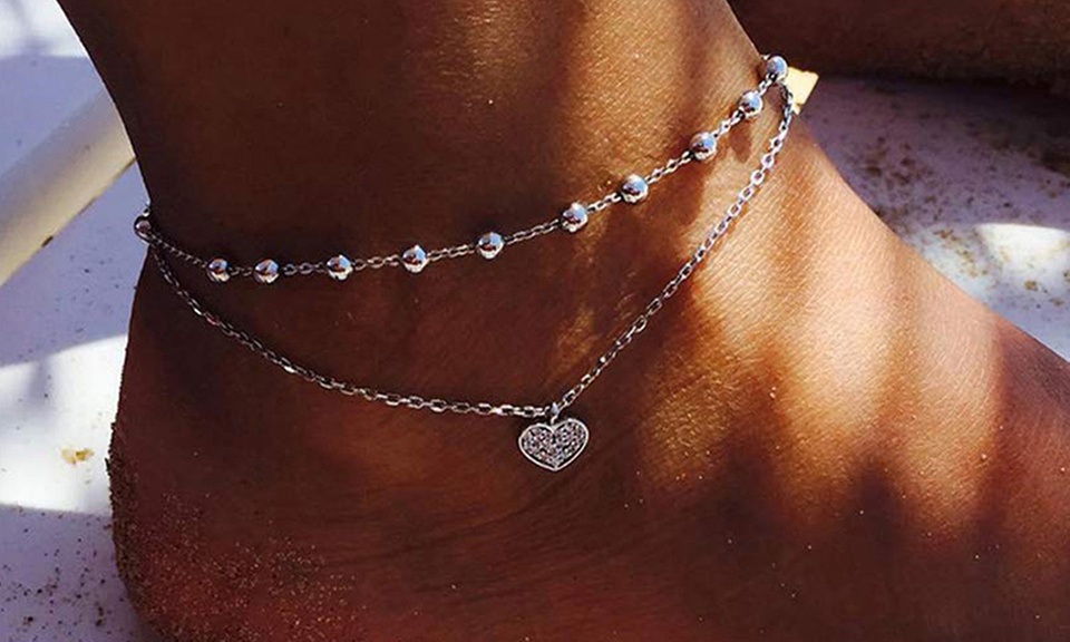 Zweiteiliges Bohemian-Stil Fußkettchen-Set; Verstellbare Länge