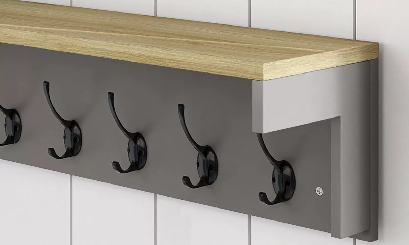 Levede Wall Mounted Coat Rack with Shelf – 7 Double Hooks