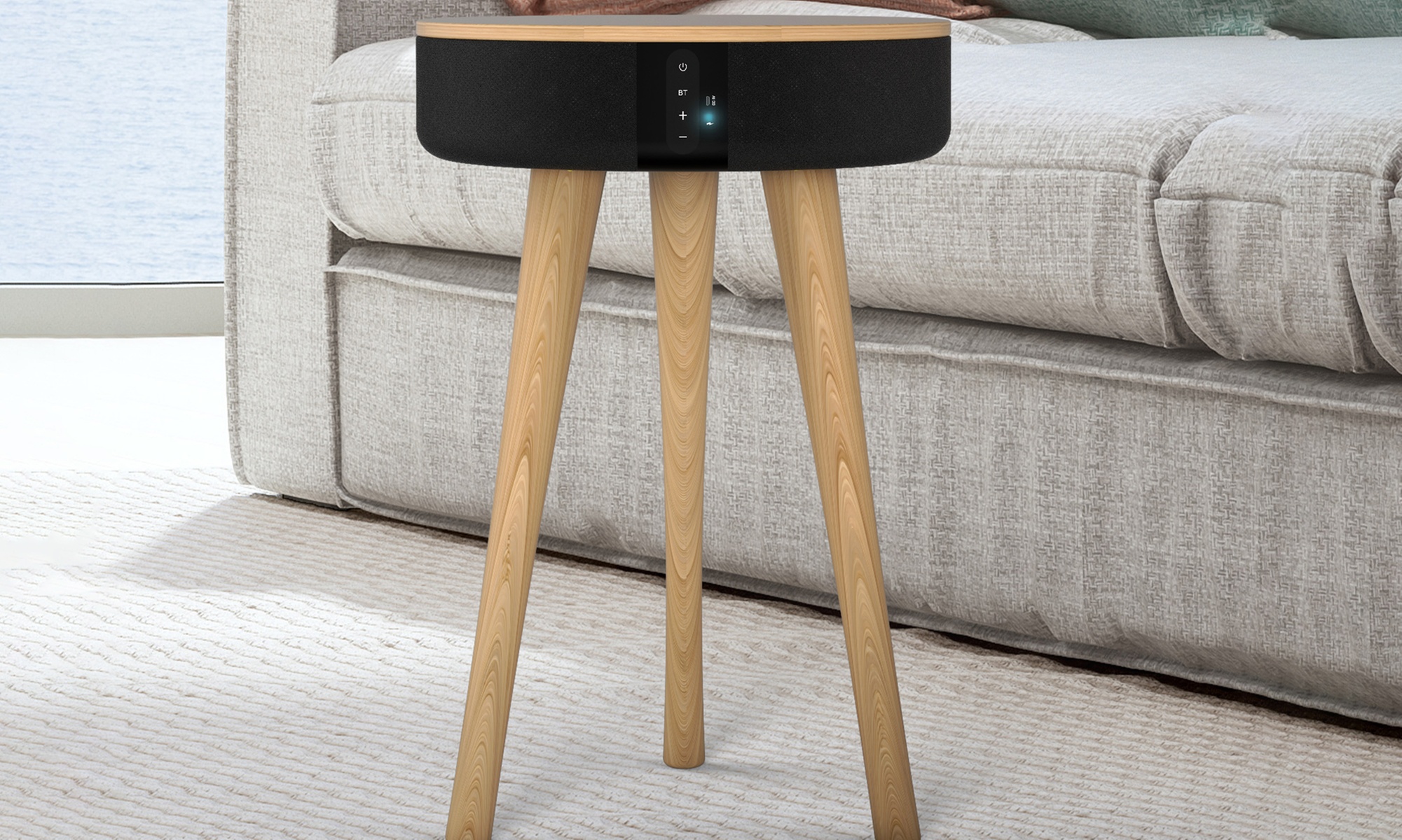 Table d'appoint avec enceinte Bluetooth et chargeur