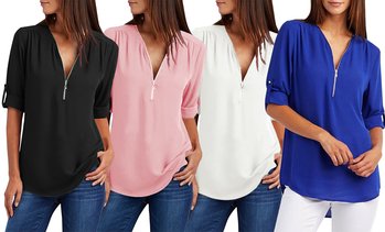 Blouse légère avec zip femme