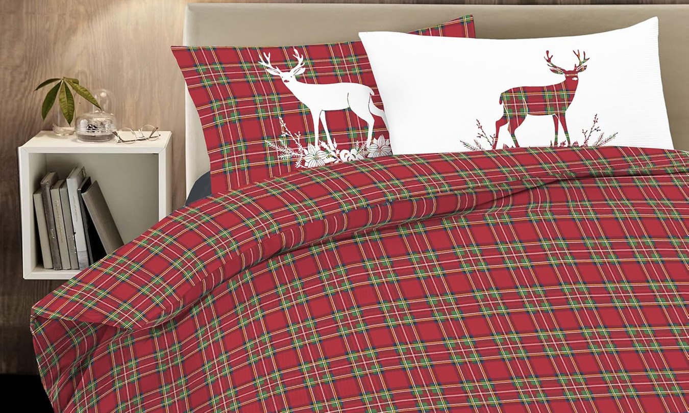 Funda nórdica de algodón con estampado de tartán