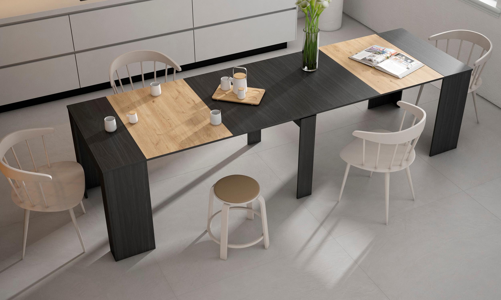 Table de salle à manger extensible Skraut Home, dimensions et coloris au choix, livraison offerte