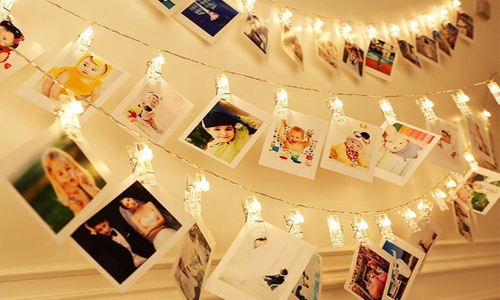 1x oder 2x LED-Lichterkette 1,5 m oder 3 m mit Fotoclips