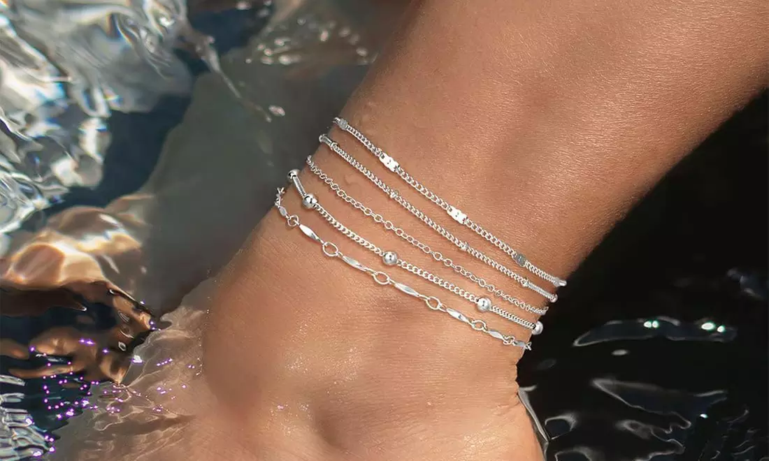 1x oder 2x 5er-Set Boho-Fußkettchen