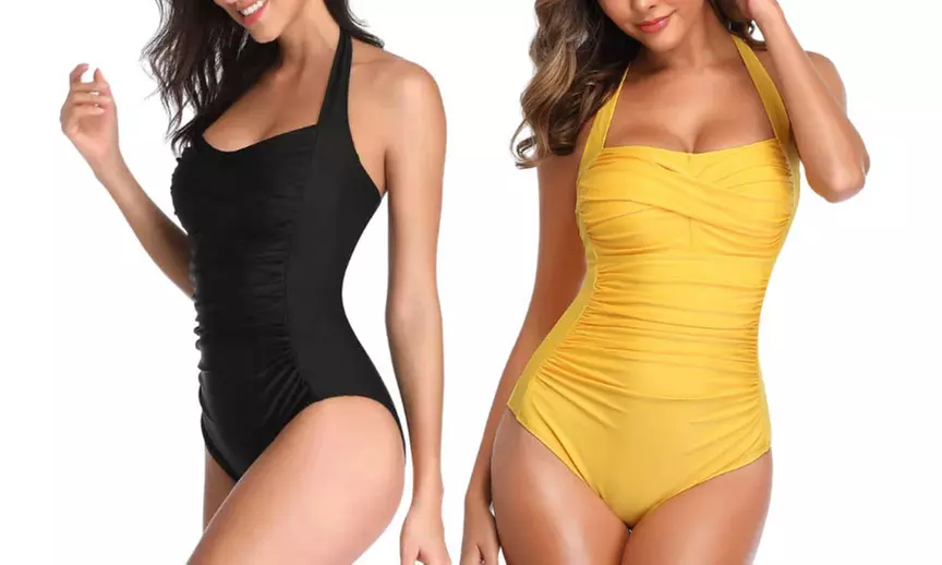 1x oder 2x Einfarbiger Badeanzug für Damen