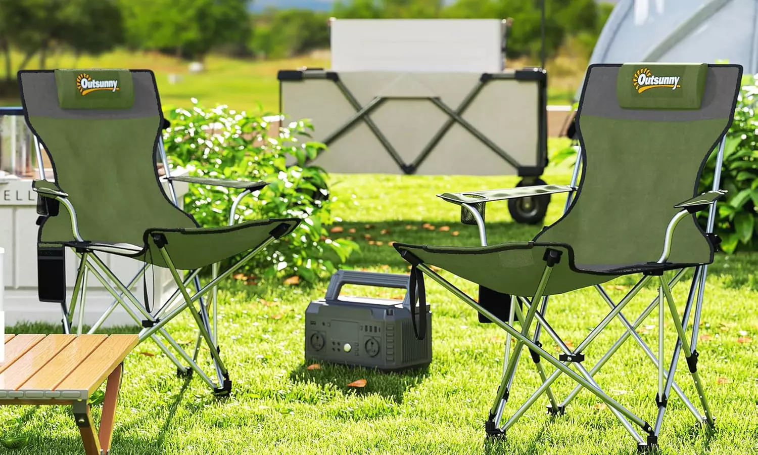 Set of Two Outsunny Folding Camping Chairs