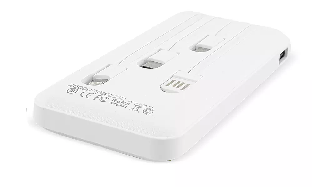 Powerbank 20000 mAh mit 4 Ladekabeln