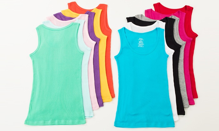 12-Pack of Women's Ribbed Cotton Tank Tops | Groupon