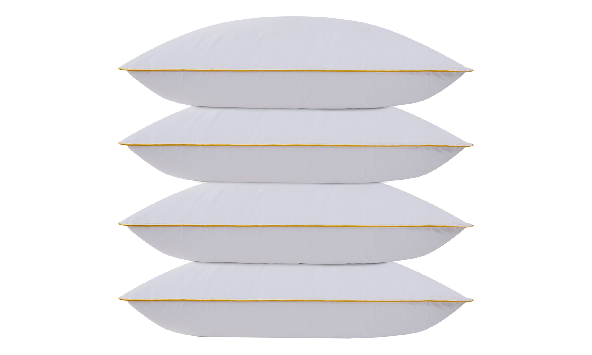 Luxury Goose Feather & Down Pillows - 2 or 4 Pack with Gold Piping