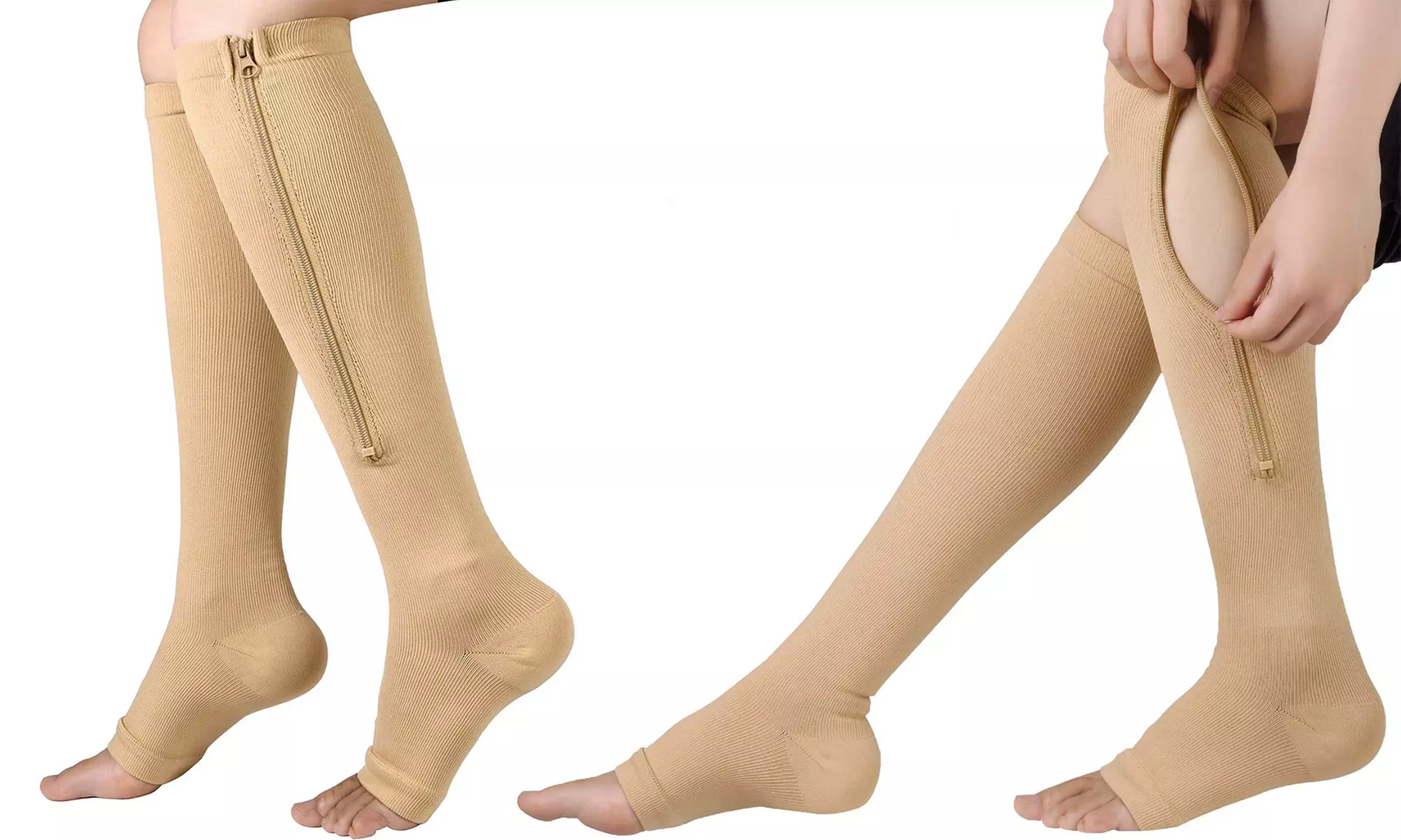 1 oder 2 Paare Kompressionssocken mit offener Zehenpartie