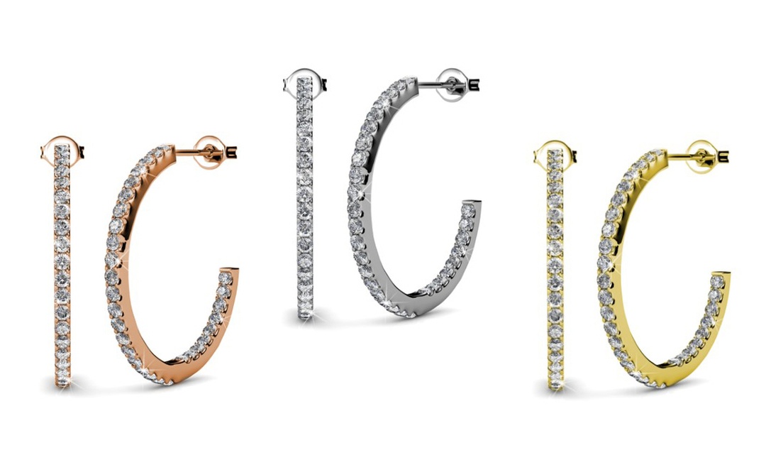 1x, 2x oder 3x Damen-Ohrringe mit österreichischen Kristallen