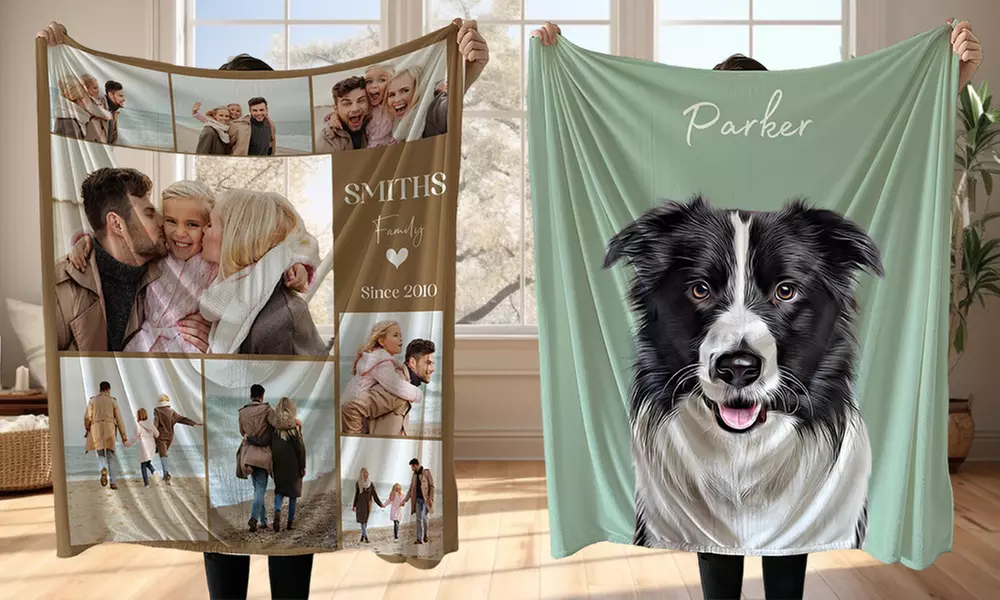 1 ou 2 couvertures avec photo personnalisées sur le site Justyling